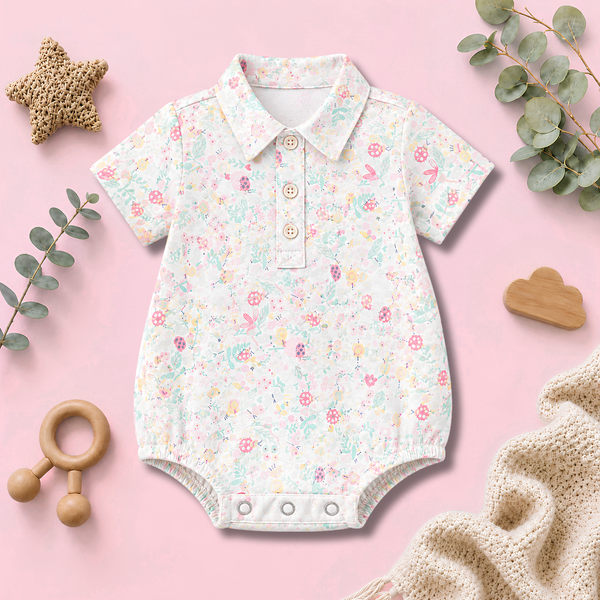 Pastel Garden Print Baby Romper Shirt