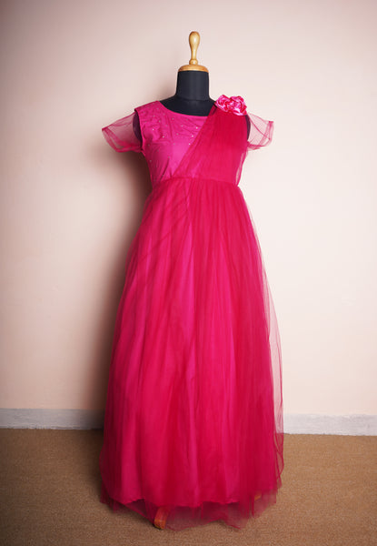 Year-end Sale : Hit pink Draped dress/Party wear