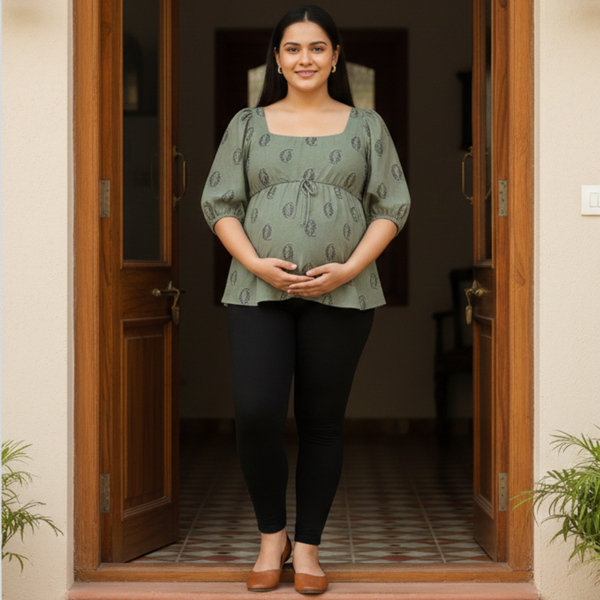 Sage Leaf Cotton Customised Maternity Wear.