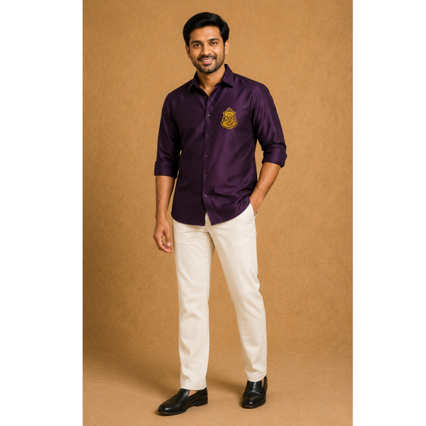 Vinayagar Chaturthi Deep Purple Colour - Dad Shirt
