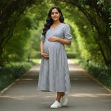 Blue Striped  Cotton Customised Maternity wear Collection