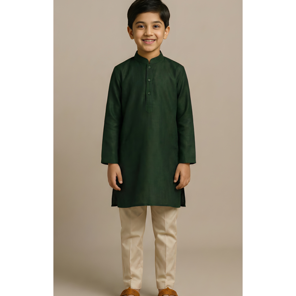 CLASSIC RAW SILK_GREEN_BOY KID SET