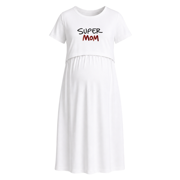 Super Mom Power Statement Maternity Maxi Dress