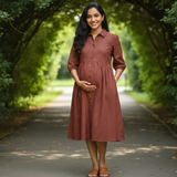 Terracotta Stripe Cotton Customised Maternity Wear Collection
