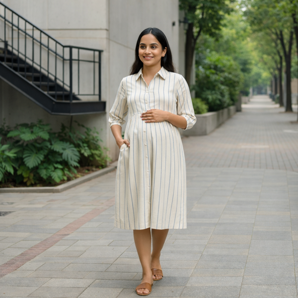 Coastal Stripe Cotton Customised Maternity Wear.