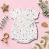 Pastel Garden Print Wrap-Style Baby Romper