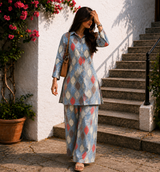 Autumn Leaf Print Cotton Co-ord Set for Women