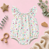 Pastel Garden Print Flutter-Sleeve Baby Romper