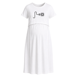 Little Connection Line Art Printed Maternity Maxi Dress