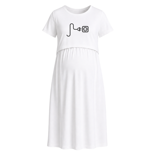 Little Connection Line Art Printed Maternity Maxi Dress