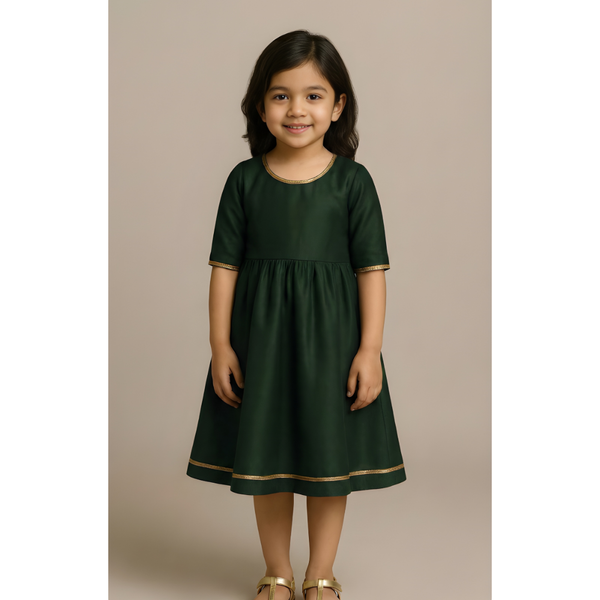 CLASSIC RAW SILK_GREEN_GIRL KID SET