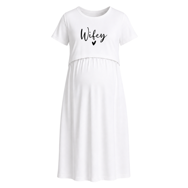 Wifey Love Minimal Typography Maternity Maxi Dress