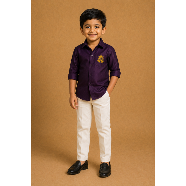 Vinayagar Chaturthi Deep Purple Colour-Boy Kid Shirt