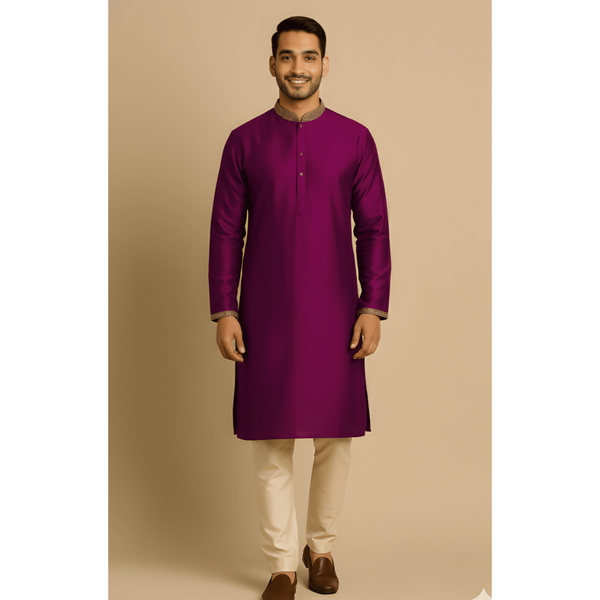 TIMELESS RAW SILK_MAGENTA_DAD SET