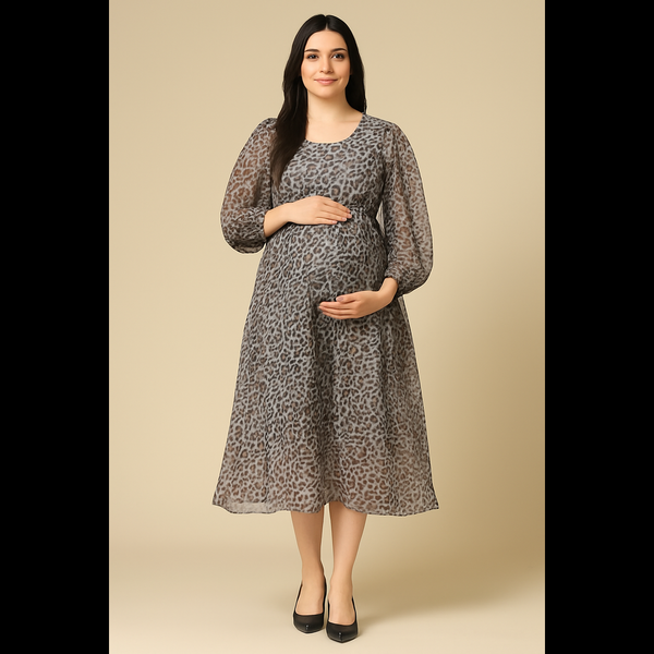Chic Grey Animal Print  Dress