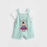 Super Ganesha - Customized Dungaree Set For Kids - ARCTIC BLUE - 0 - 5 Months Old (Chest 18")