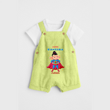 Super Ganesha - Customized Dungaree Set For Kids - PASTEL GREEN - 0 - 5 Months Old (Chest 18")