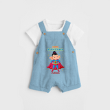 Super Ganesha - Customized Dungaree Set For Kids - SKY BLUE - 0 - 5 Months Old (Chest 18")