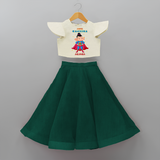 Super Ganesha - Customized Crop Top And Skirt For Kids - BOTTLE GREEN - 6 - 9 Months Old (Chest 20" , Frock Waist 20")