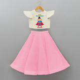 Super Ganesha - Customized Crop Top And Skirt For Kids - PINK - 6 - 9 Months Old (Chest 20" , Frock Waist 20")