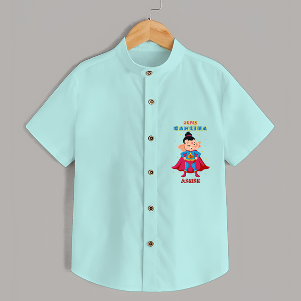 Super Ganesha - Cute Ganesha Shirt For Babies - ARCTIC BLUE - 0 - 6 Months Old (Chest 21")