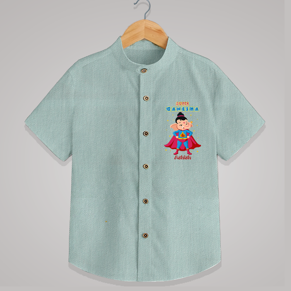 Super Ganesha - Customized Shirt For Kids - ARCTIC BLUE - 0 - 6 Months Old (Chest 23")