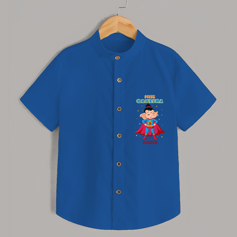 Super Ganesha - Cute Ganesha Shirt For Babies - COBALT BLUE - 0 - 6 Months Old (Chest 21")