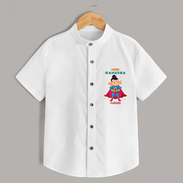 Super Ganesha - Customized Shirt For Kids - WHITE - 0 - 6 Months Old (Chest 23")