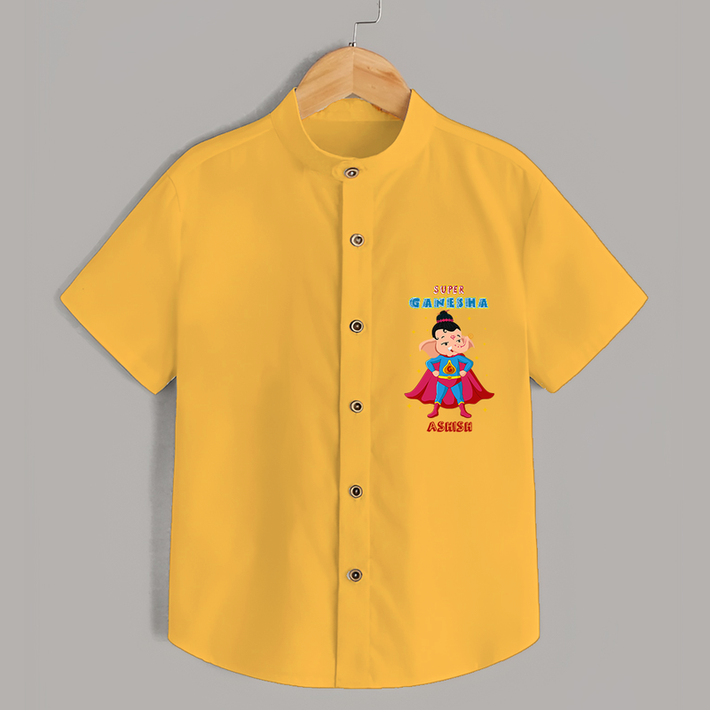 Super Ganesha - Cute Ganesha Shirt For Babies - YELLOW - 0 - 6 Months Old (Chest 21")