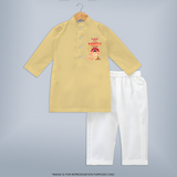 All Set For My First Ganesh Chaturthi - Customized Kurta Set For Kids - YELLOW - 3-6 Month Old (Chest 24", Kurta Length 14'', Waist 19", Pant Length 14")