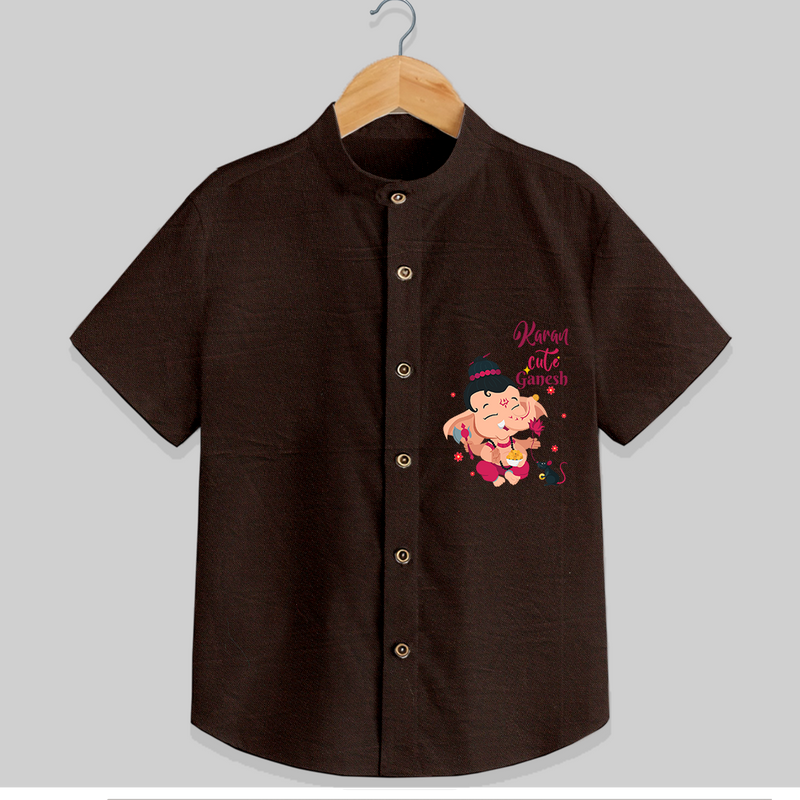 Cute Ganesha Shirt For Babies - CHOCOLATE BROWN - 0 - 6 Months Old (Chest 21")