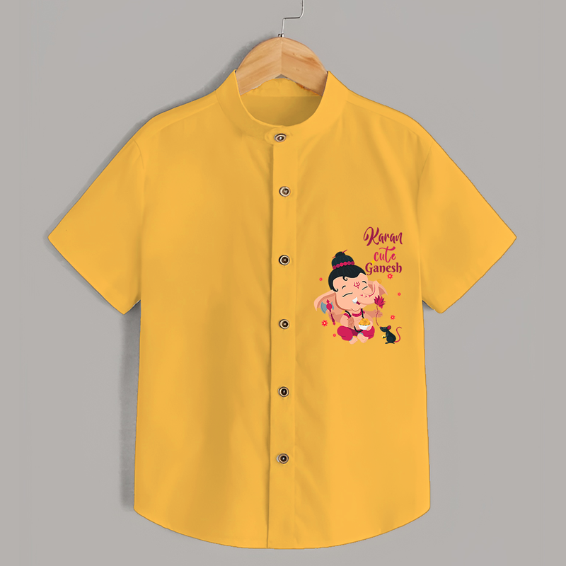 Cute Ganesha Shirt For Babies - YELLOW - 0 - 6 Months Old (Chest 21")