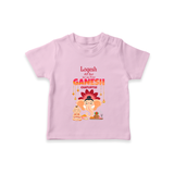 All Set For My First Ganesh Chaturthi - Customized TShirt For Kids - PINK - 0-5 Months Old (Chest 17")