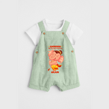 Ganesha My Dancing Companion - Customized Dungaree Set For Kids - MINT GREEN - 0 - 5 Months Old (Chest 18")