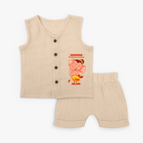 Ganesha My Dancing Companion - Customized Jabla Set For Kids - CREAM - 0 - 3 Months Old (Chest 9.8")