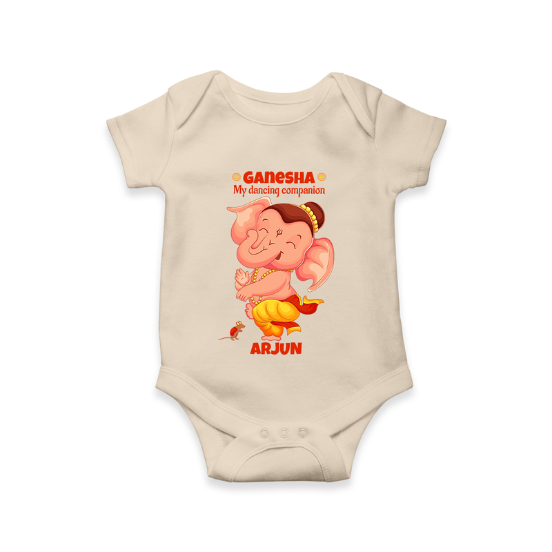 Ganesha My Dancing Companion - Customized Romper For Kids - IVORY - 0 - 3 Months Old (Chest 16")