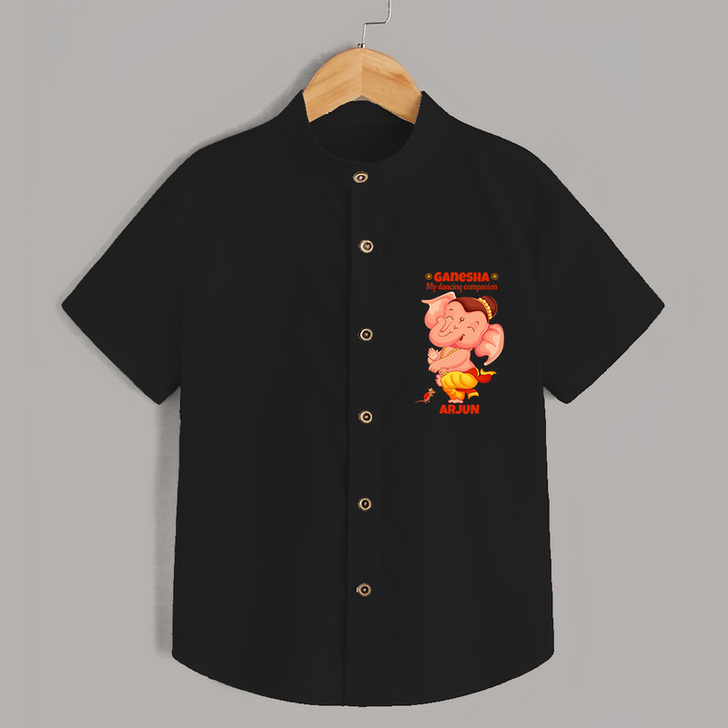 Ganesha My Dancing Companion - Customized Shirt For Kids - BLACK - 0 - 6 Months Old (Chest 23")