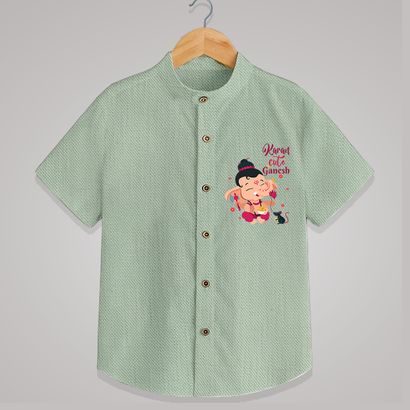 Cute Little Ganesha - Customized Shirt For Kids - MINT GREEN - 0 - 6 Months Old (Chest 23")