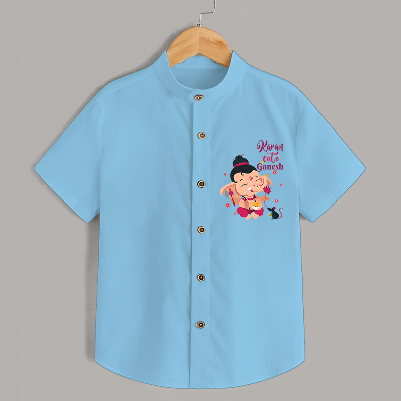 Cute Little Ganesha - Customized Shirt For Kids - SKY BLUE - 0 - 6 Months Old (Chest 23")