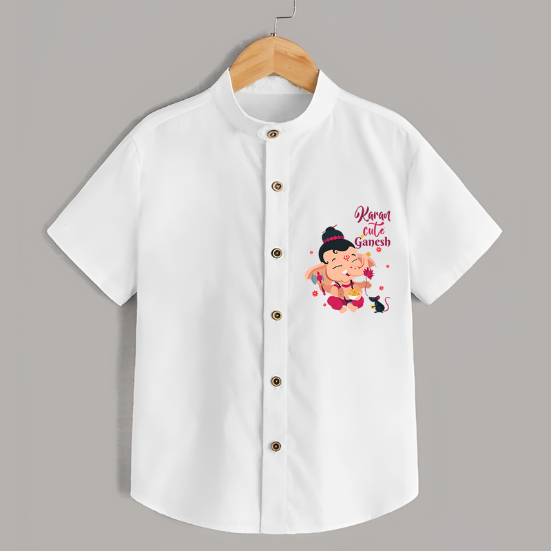 Cute Little Ganesha - Customized Shirt For Kids - WHITE - 0 - 6 Months Old (Chest 23")