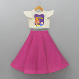 Ganapati Ka Jai Jaikar - Customized Crop Top And Skirt For Kids - FUSCHIA - 6 - 9 Months Old (Chest 20" , Frock Waist 20")