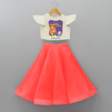 Ganapati Ka Jai Jaikar - Customized Crop Top And Skirt For Kids - RED - 6 - 9 Months Old (Chest 20" , Frock Waist 20")