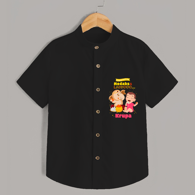 Modaks and Laddoo - Cute Ganesha Shirt For Babies - BLACK - 0 - 6 Months Old (Chest 21")