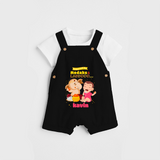 powered by Modaks & Laddoo With Ganesha - Customized Dungaree Set For Kids - BLACK - 0 - 5 Months Old (Chest 18")