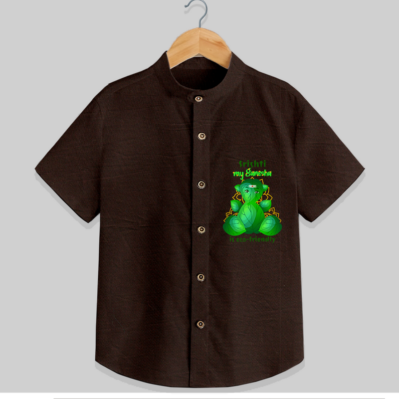 My Ganesha Is Eco Friendly - Cute Ganesha Shirt For Babies - CHOCOLATE BROWN - 0 - 6 Months Old (Chest 21")