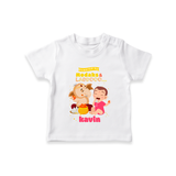 powered by Modaks & Laddoo With Ganesha - Customized TShirt For Kids - WHITE - 0-5 Months Old (Chest 17")