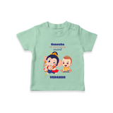 Ganesha My Partner In Mischief - Customized TShirt For Kids - MINT GREEN - 0-5 Months Old (Chest 17")