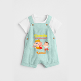 Ganesha My Guiding Light - Customized Dungaree Set For Kids - ARCTIC BLUE - 0 - 5 Months Old (Chest 18")