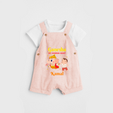 Ganesha My Guiding Light - Customized Dungaree Set For Kids - PEACH - 0 - 5 Months Old (Chest 18")