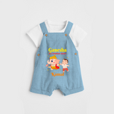 Ganesha My Guiding Light - Customized Dungaree Set For Kids - SKY BLUE - 0 - 5 Months Old (Chest 18")